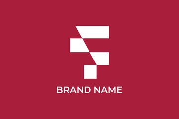 initial letter F abstract construction logo, letter F building icon real estate logo, letter F pixel logo