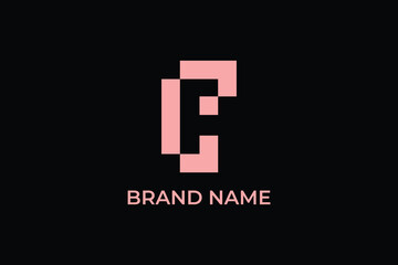 letter CF pixel logo, letter CF abstract logo for corporate business, finance and construction logo, letter CF logo