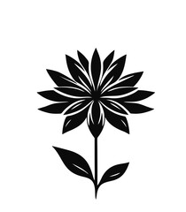 Abstract Black Flower Silhouette on White Background