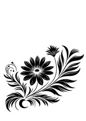 Abstract Black Flower Silhouette on White Background