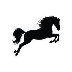 Dynamic Black Horse Silhouette: High-Quality Vector Illustration of a Galloping Horse with Flowing Mane