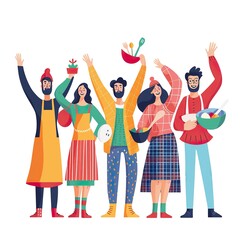 Diverse Group of Chefs and Cooks Celebrating.