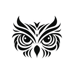 Stylized Owl Graphic: Premium Stock Image of a Detailed and Elegant Owl Face Silhouette