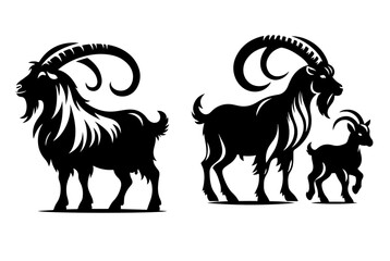 big goat shilhoutte vector with white background