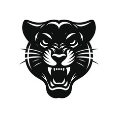 Fierce Panther Face Silhouette: High-Quality Vector Illustration of a Roaring Panther Design