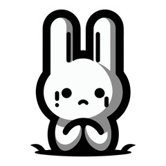 Sad rabbit in black and white
