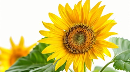 Obraz premium Bright Sunflower Bloom Against White Background