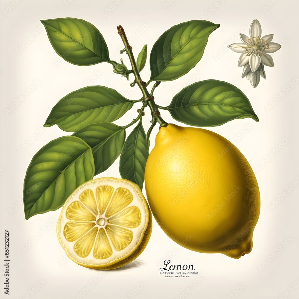 Wall mural A Lemons isolated on white background - Wall murals