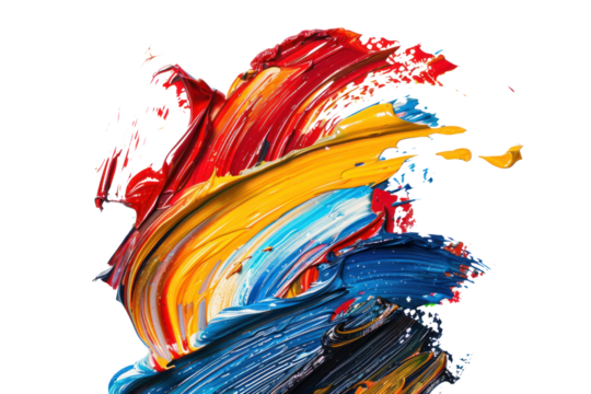 Scumbling technique with overlapping layers of paint, building depth and richness , isolated on white background