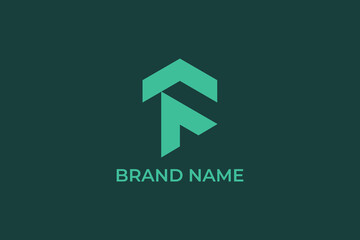 initial letter F home icon roof logo, letter F arrow icon logo, letter F construction logo, letter F T real estate logo