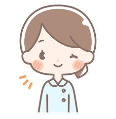 上半身｜ウインクする女性イラスト｜白衣