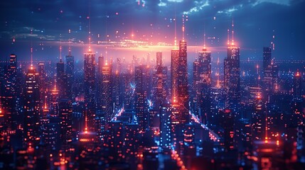 Fototapeta premium Abstract cityscapes shimmer and gleam, capturing the energy and vitality of urban life. Abstract Backgrounds Illustration, Minimalism,