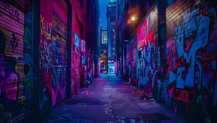 Fototapeta premium A figure standing in a cyberpunk alleyway under a single street lamp