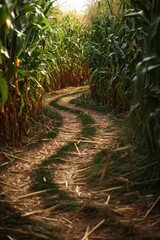 A path through a field of corn
