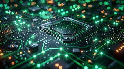 Obraz premium Digital circuitry pulses with energy, perfect for technology-related projects or futuristic themes. Abstract Backgrounds Illustration, Minimalism,