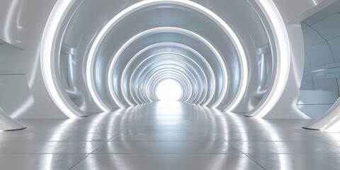 Obraz premium Abstract Futuristic Tunnel with White Lighting