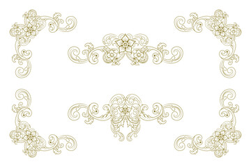 Classic Vitage Wedding Ornaments Frames Separator Elements Classic Vintage Wedding Invitation Hand Drawn Ornate the Calligraphy Poster Victorian Style