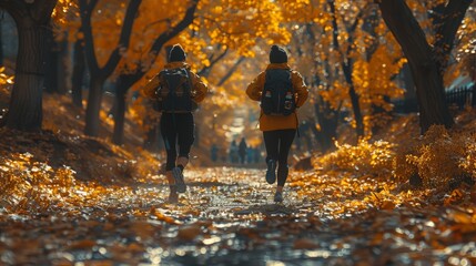 Fototapeta premium Long shot of couple having fun at nature. 