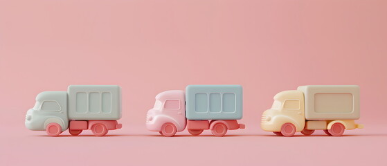 Naklejka premium 3D clay, Adorable clay truck car,muted pastels, Blender 3d, Easter bus with colorful , kawaii car model, trucks decorations