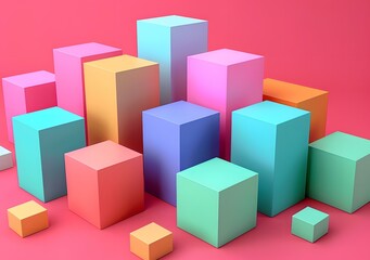 Fototapeta premium Abstract Colorful Cubes 3D Illustration Background