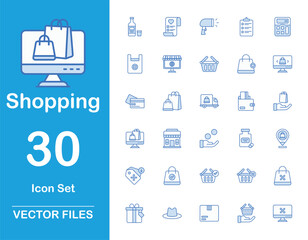 Shopping icons set design with white background stock illustration