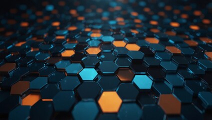 Obraz premium Abstract hexagon tech background, blue, lighted.