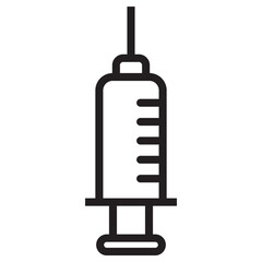 Syringe icon with black line design 