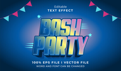 editable bash party text effect.typhography logo
