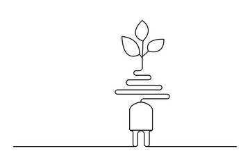 Ecology sustainable nature planet  continuous one line drawing of  Isolated outline vector art