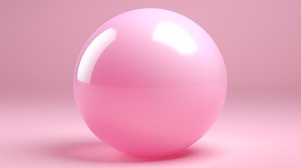 Fototapeta premium Pink Glossy 3D Sphere with Reflective Surface on Pastel Background