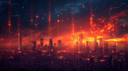 Fototapeta premium a image that represents the carbon exchange showing a graph with arrows for buying and selling.