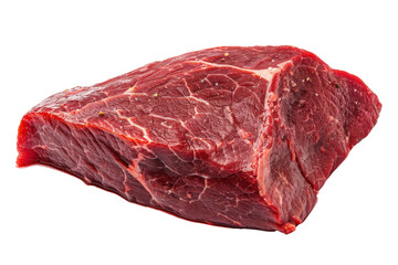 Fototapeta premium Close-up of a raw ribeye steak with the marbling beautifully displayed. Isolated on a white background