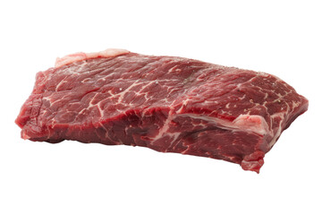 Fototapeta premium Close-up of a raw ribeye steak with the marbling beautifully displayed. Isolated on a white background