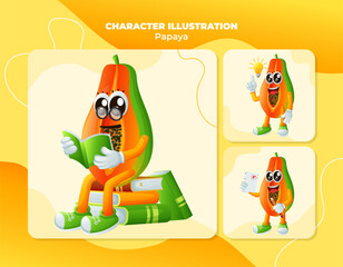 Cute papaya characters being clever