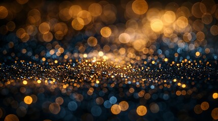 Gleaming gold elements sparkle against a backdrop of midnight black, exuding a sense of sophistication and glamour. Abstract Backgrounds Illustration, Minimalism,