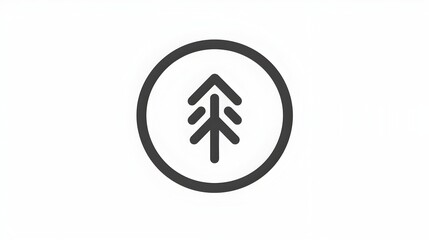 Fototapeta premium Crisp Monochrome Upload Arrow Inside Circle with Thin Lines