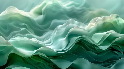 Obraz premium Subtle gradients of light green transition smoothly, creating a sense of movement and fluidity in the composition. Abstract Backgrounds Illustration, Minimalism,