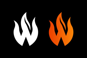W letter and flame logo concept