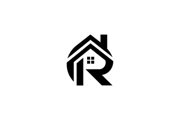 Abstract R letter logo for construction home