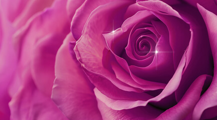 Beautiful spiral petals of violet rose flower close up, AI generative