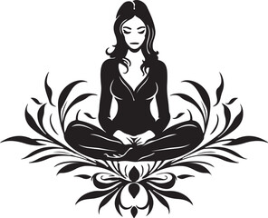 Yoga Logo Icon Silhouette Vector Art Illustration