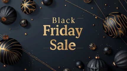 Black Friday Sale with Elegant Black and Gold Ornaments