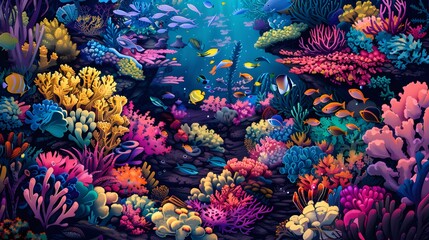 Vibrant Underwater Coral Reef Ecosystem