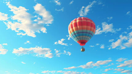 Fototapeta premium colorful hot air balloon flying in the blue sky with cloud backgrounds