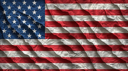Fototapeta premium Patriotic Image of the United States Flag in Waving Motion Depicting Stars and Stripes Symbolizing Freedom, National Pride and Historical Significance, Ideal for Celebrations, Memorials, and Events