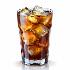 soda with ice on white background