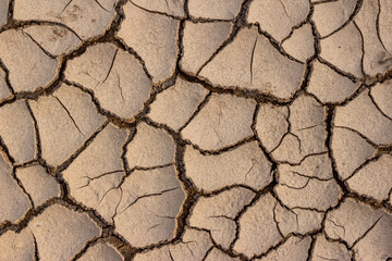 Abstract pattern formed by cracked dry clay