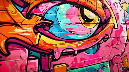Vibrant and Expressive Graffiti Mural on Urban Wall