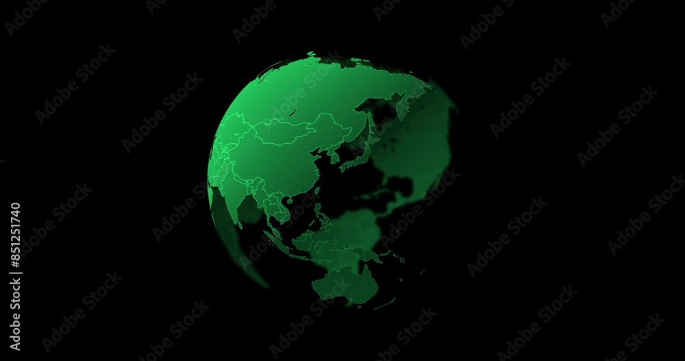 Poster Globe, internet and connection with hologram, dark studio background or programming with futuristic communication. Empty, earth or planet with data protection, cyber security or holographic with tech