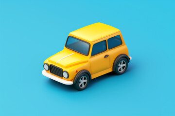 Obraz premium 3d render of yellow retro car on blue background